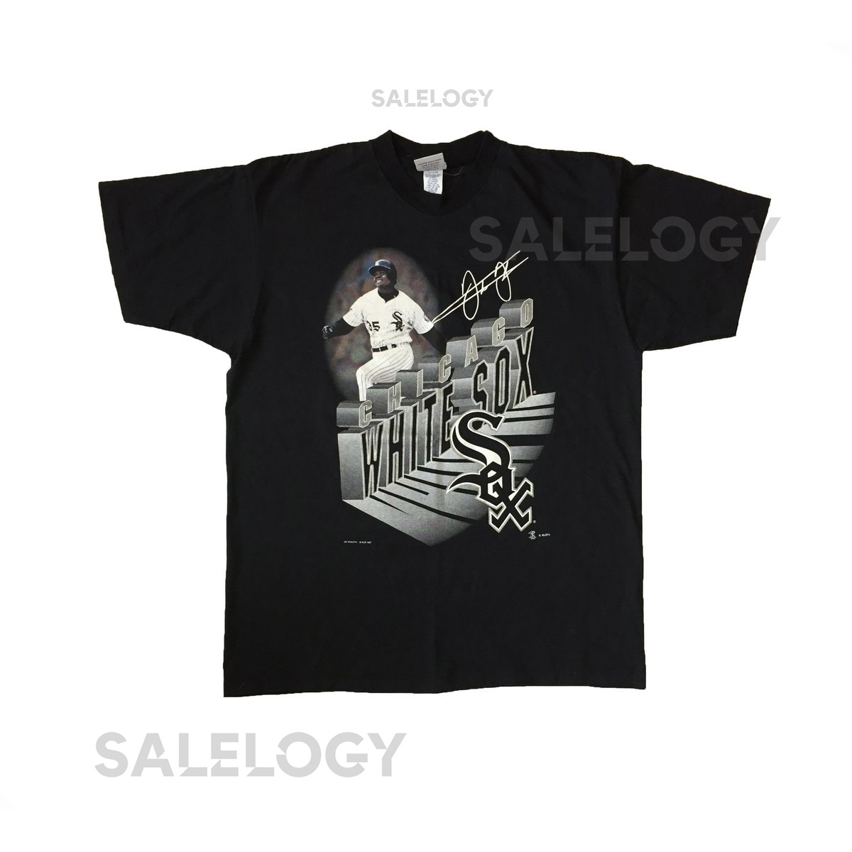 Vintage 1997 Chicago White Sox T-shirt Frank Thomas by Joy Athletic Authentic Rare Baseball Team Sports Single Stitch USA Made Black Tee XL_403