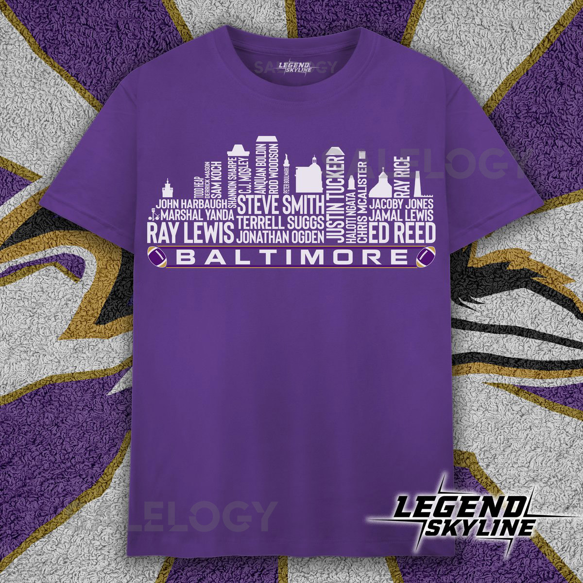 Baltimore Football Greatest Of All Time Team Legends Baltimore City Skyline shirt_109