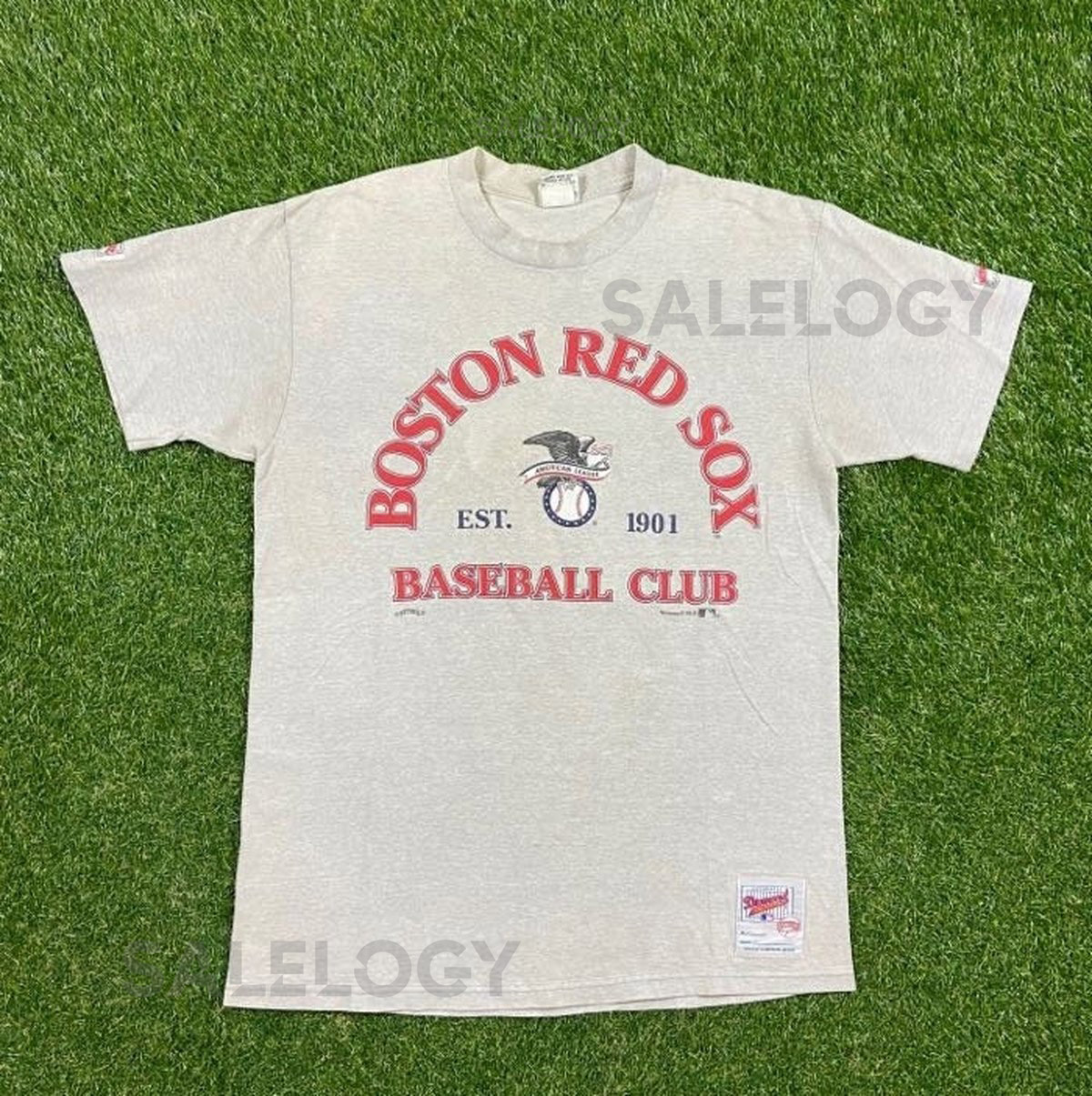 Vintage Boston Red Sox T Shirt Tee Nutmeg Mills Made USA Size Large L MLB Baseball New England Massachusetts Fenway Park 1990s 90s_680