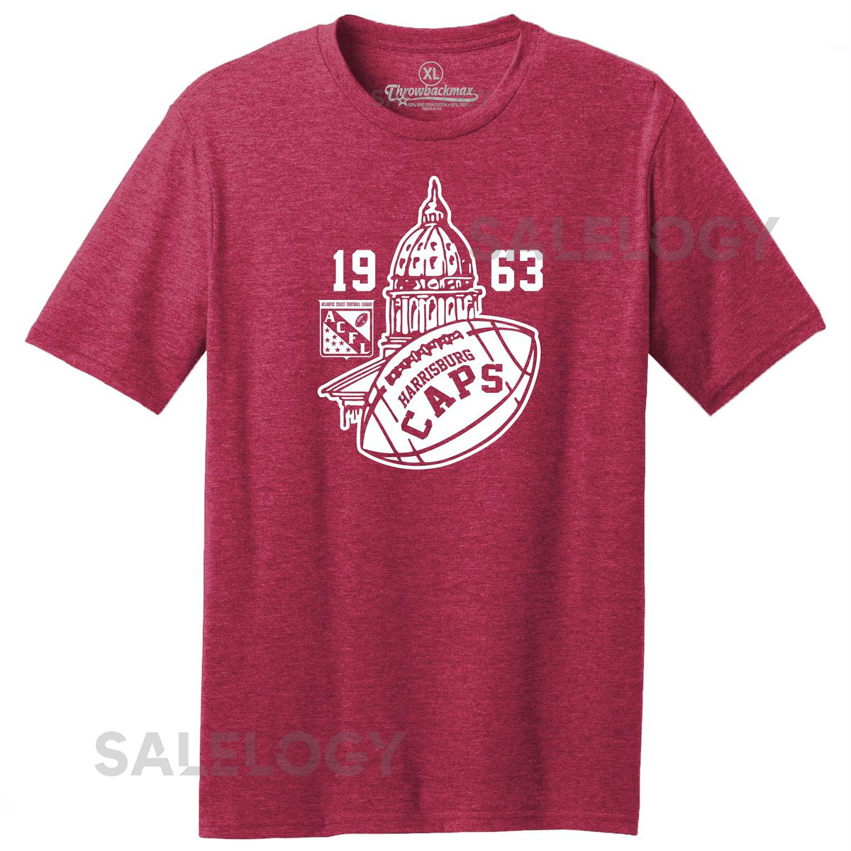 Harrisburg Caps 1963 Football Tee Red Heather Tri-Blend_211