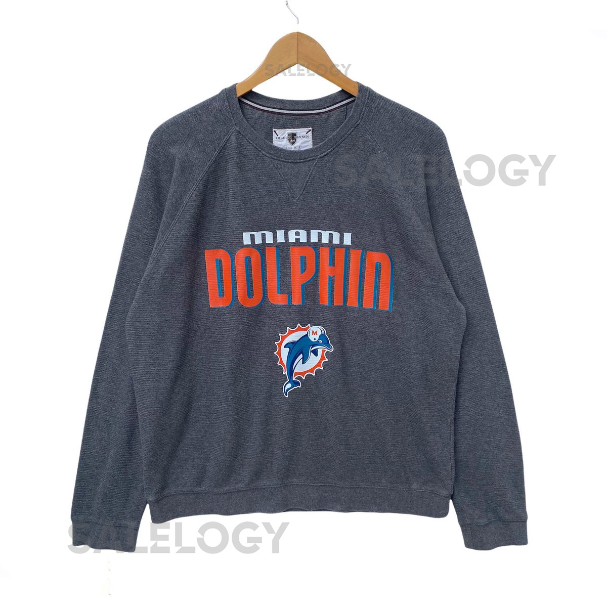 MIAMI DOLPHINS Nfl Sweatshirt Sweater Crew Neck Large Pullover National Football League American Gray Colour Dolphin_423