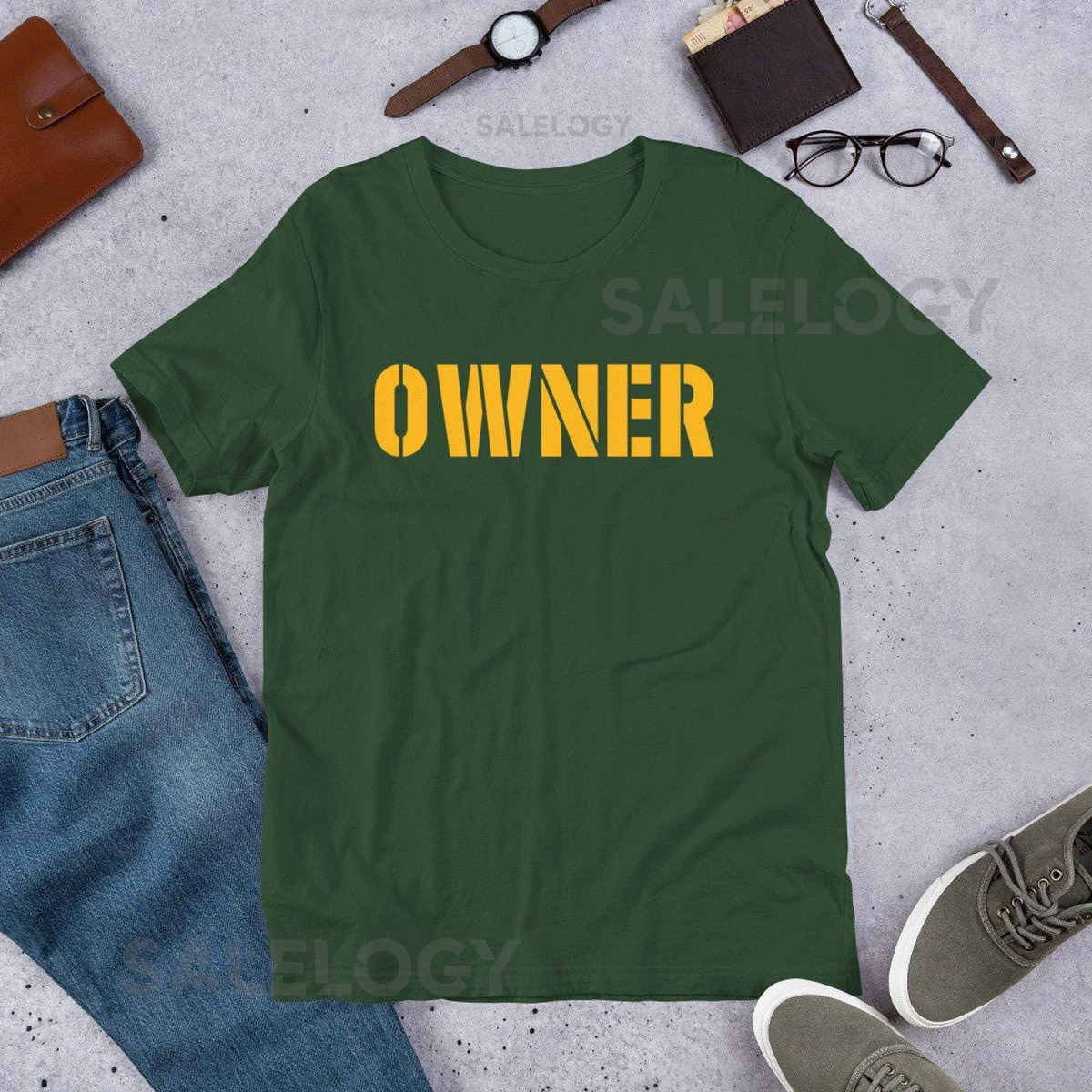 Green Bay Packers OWNER tee shirt in Green or Gold_473