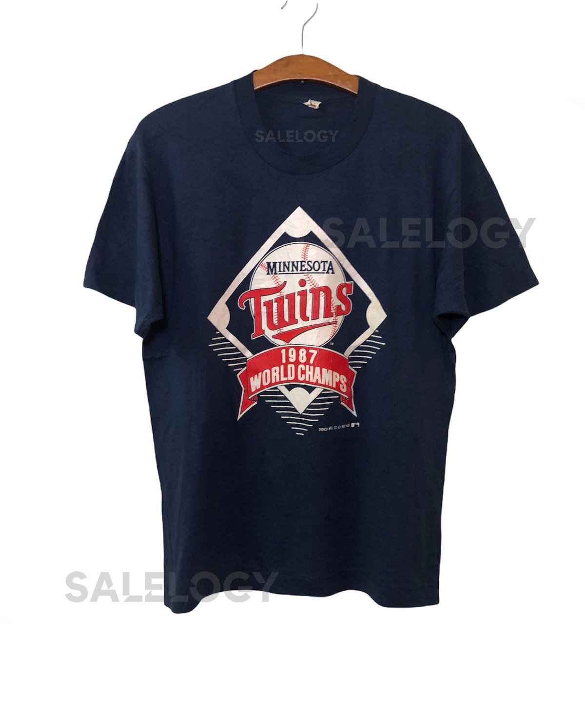 Vintage 80s Minnesota Twins 1987 World Champs NFL Football T Shirt Large Size_876