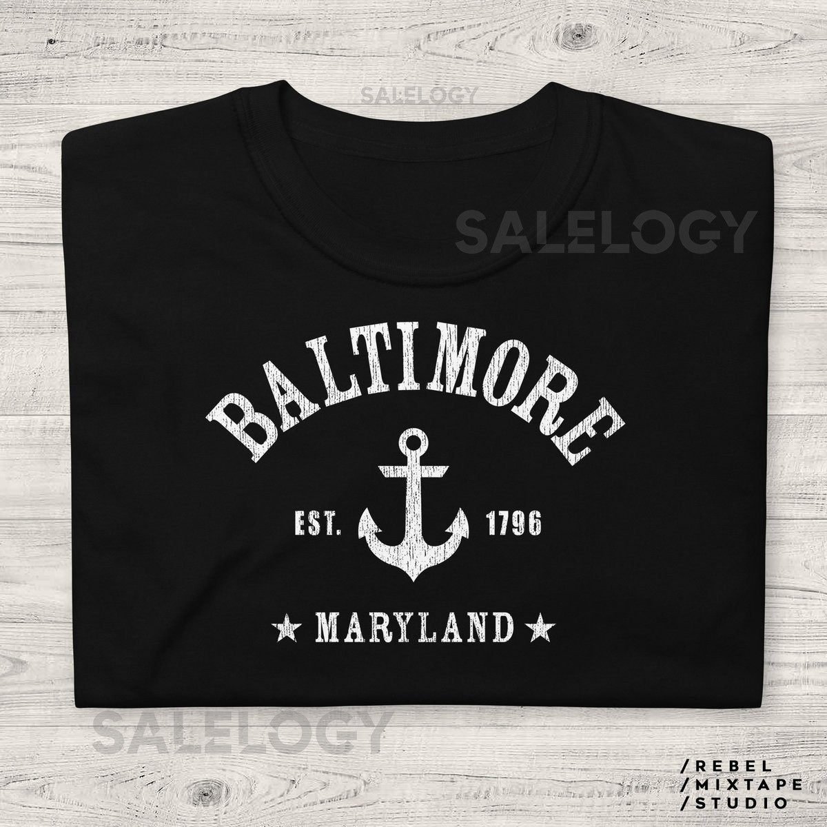 BALTIMORE Shirt Unisex W. Distressed Vintage Texture Baltimore MD Maryland athletic style graphic with anchor Est. Established 1796_120