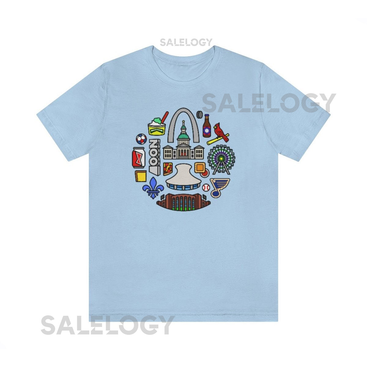 St. Louis Icons Unisex Tee Shirt GrayBaby BlueRed_534