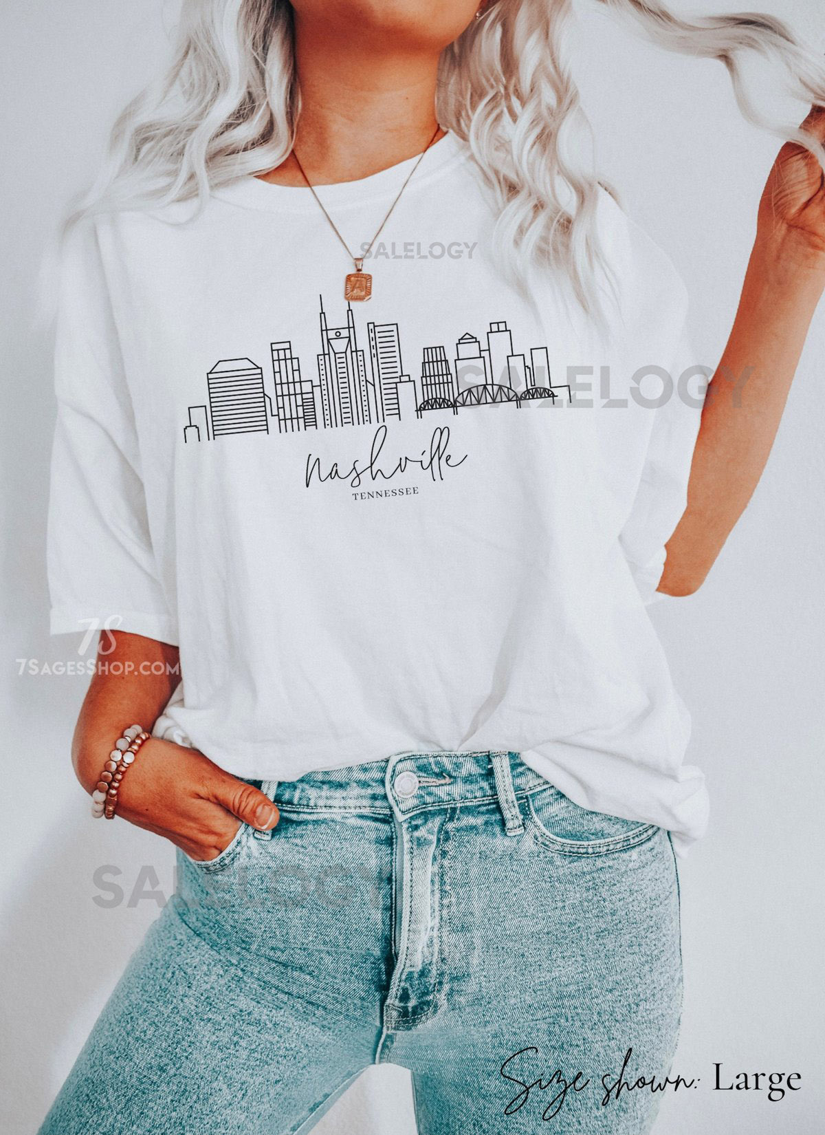 Nashville Skyline Shirt Nashville Tshirt Bachelorette Tennessee Shirts Cityscape Skyline Art Gift Soft Crewneck Tee_349