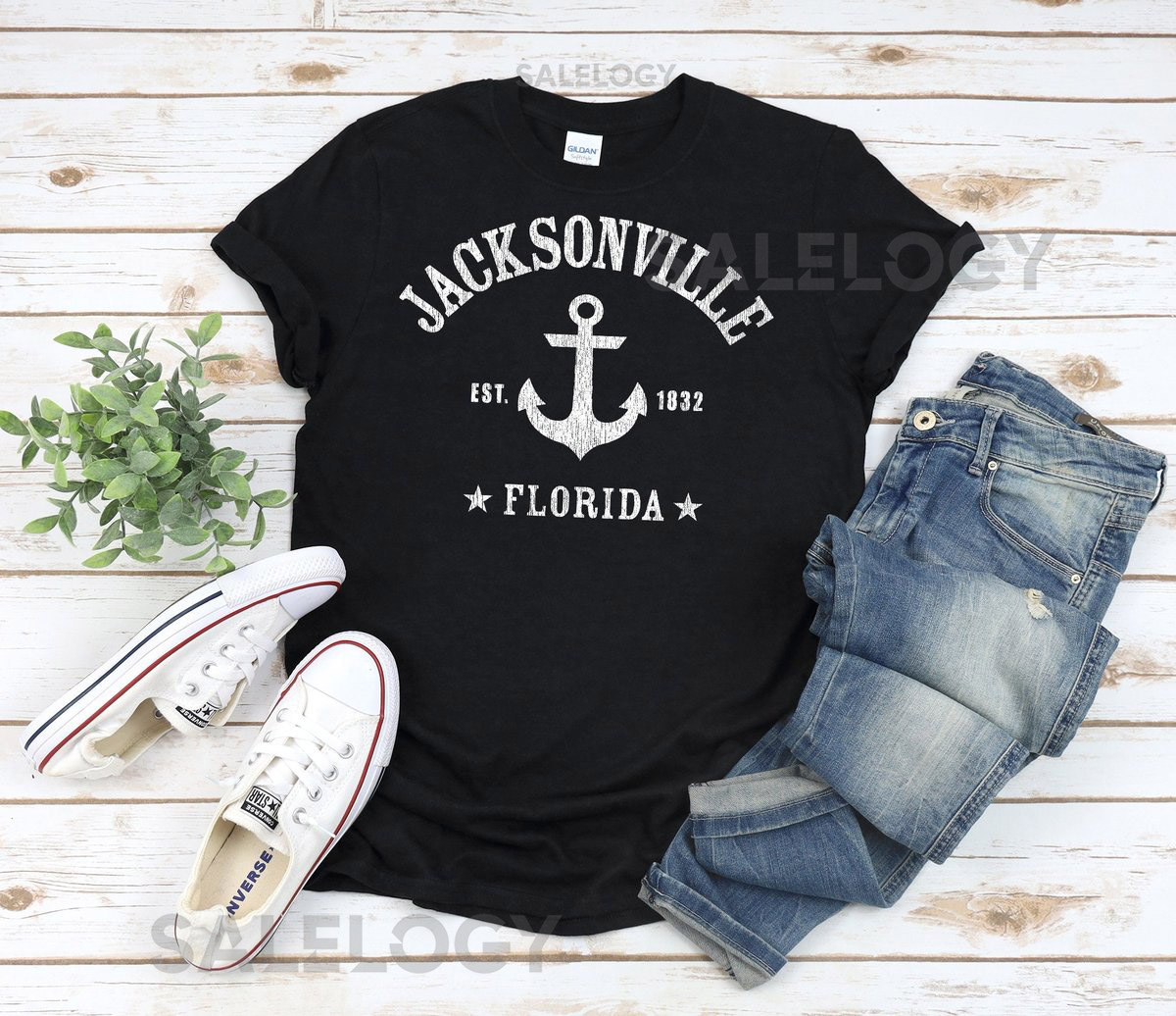JACKSONVILLE Shirt Unisex In Black Navy Dark Heather Jacksonville FL unique nautical design with anchor Jacksonville Florid_682