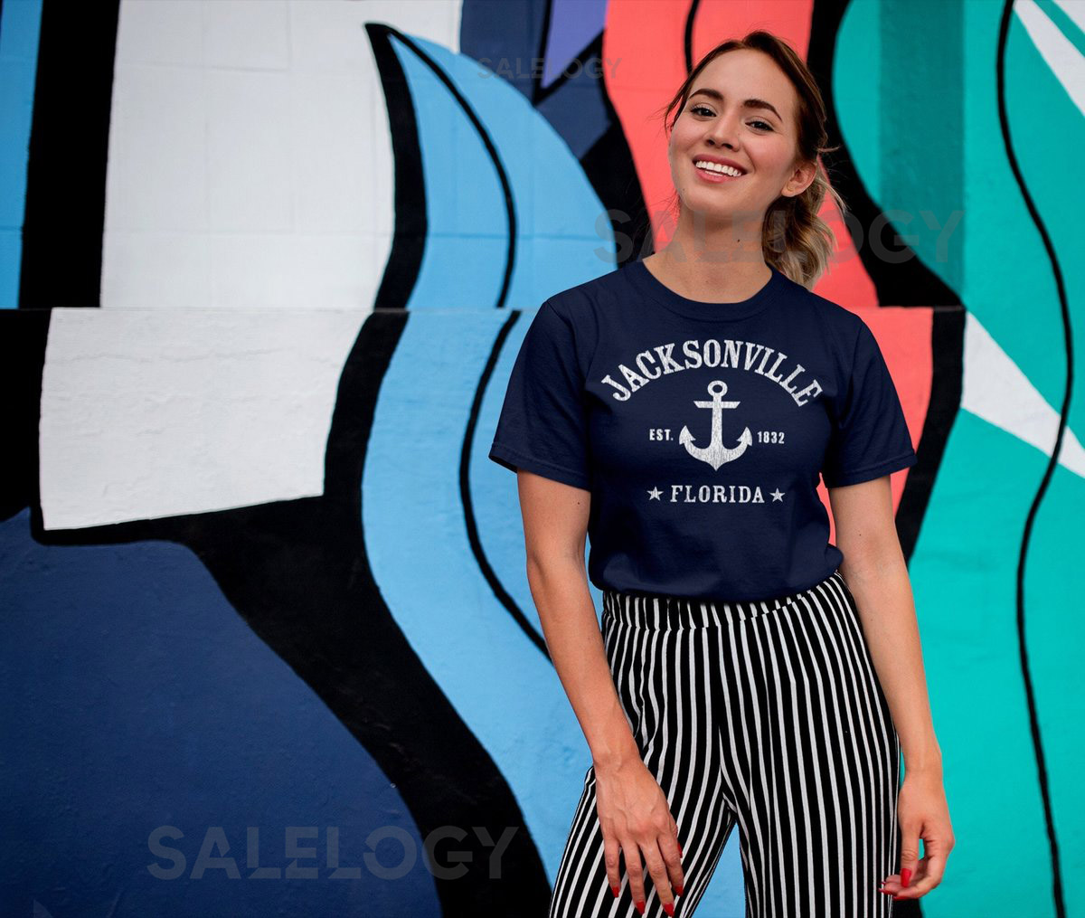 JACKSONVILLE Shirt Unisex In Black Navy Dark Heather Jacksonville FL unique nautical design with anchor Jacksonville Florid_683