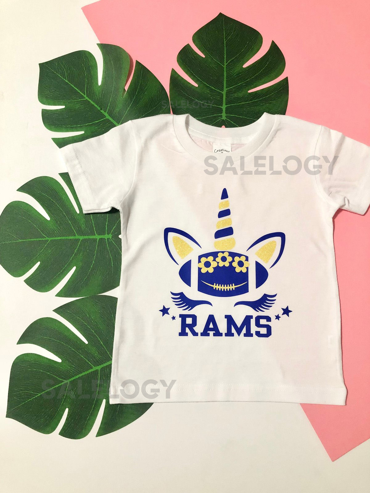 Glitter Unicorn Los Angeles Rams Baby Girl T-Shirt or Onesie_173