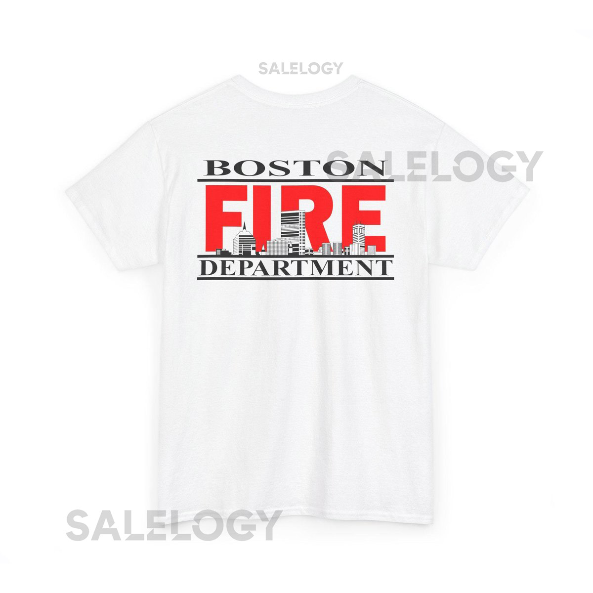 Boston Fire Department Skyline Cityscape Heavy Cotton Tee Shirt tshirt_179