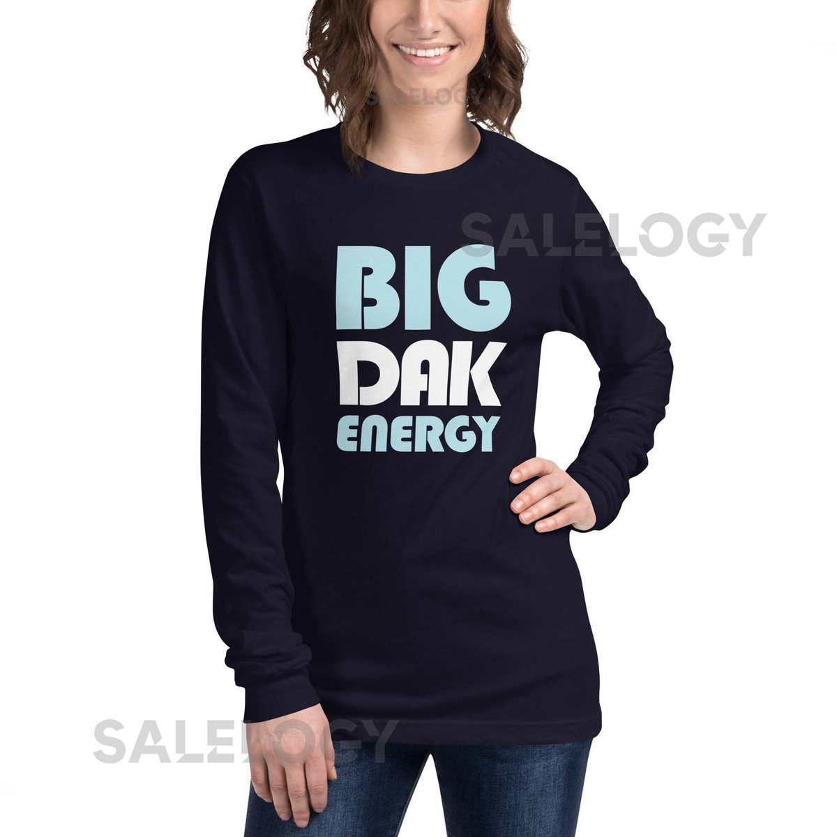 BIG DAK ENERGY Dallas Football Shirt Fan Gift We Dem Boyz Game Day T-shirt Blue Silver Gray White Long Sleeve Tee National League_15