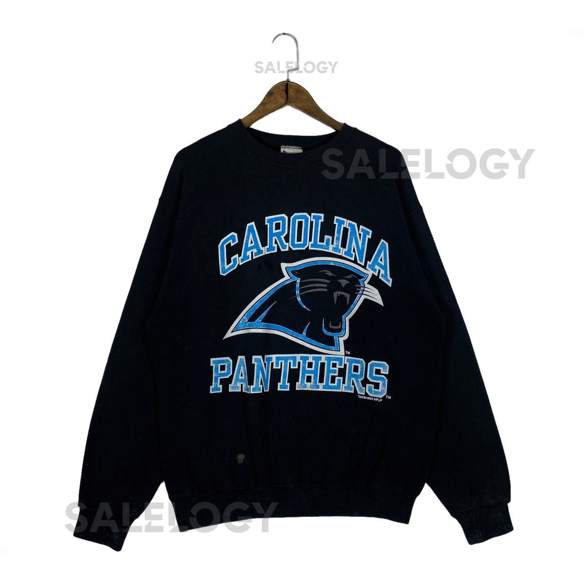 Vintage 1993 Carolina Panthers Sweatshirt Crewneck Black Grey Big Logo Made In USA Pullover Jumper Size L_901