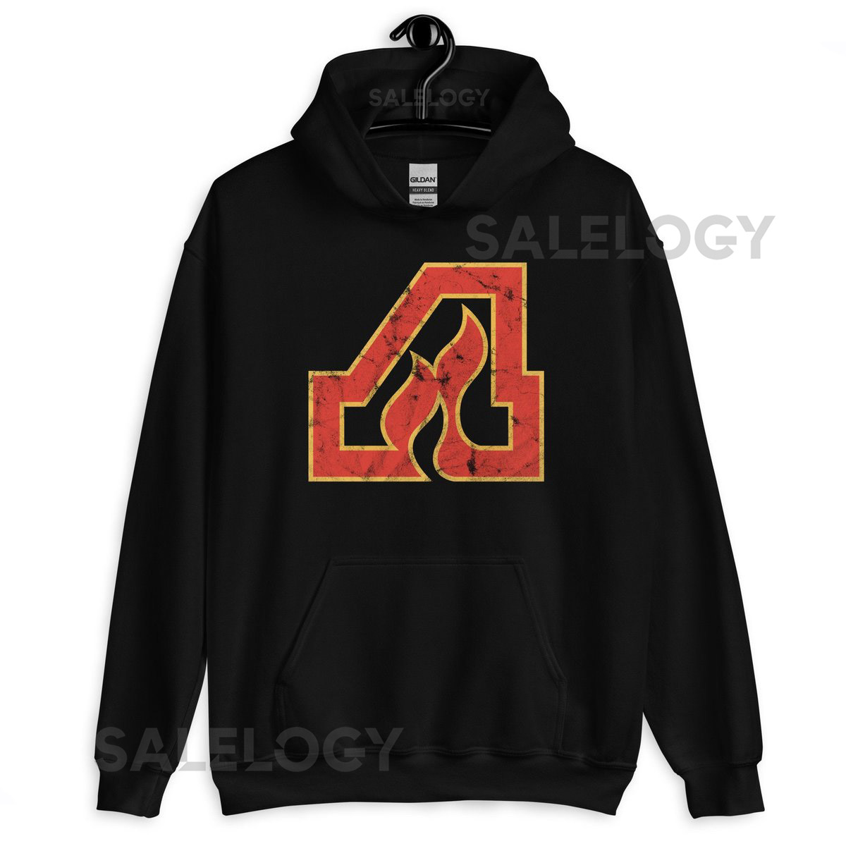 Atlanta Flames Worn Distressed Logo Vintage NHL Retro Hockey Black Hoodie Old Time Hockey Hooded Sweatshirt_8