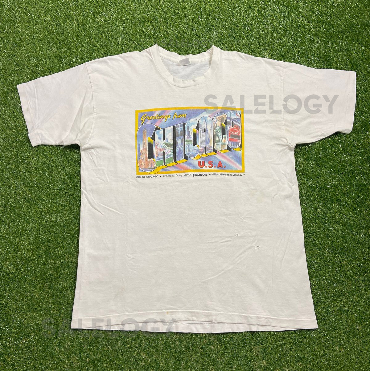 Vintage Chicago T Shirt Tee Fruit of the Loom Made USA Size XXL Windy City Illinois Bulls Bears Cubs White Sox Blackhawks 80s 1980s Tourist_458