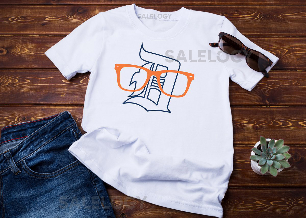 Old English D shirt glasses fun funky summer baseball basketball football Detroit Gift Michigan spring training opening day_690