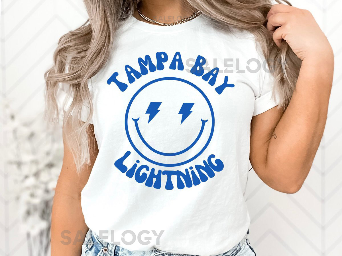 Tampa Bay Lightning Shirt Lightning Smiley Face Shirt Smiley Face Shirt Tampa Shirt Tampa Sports Smiley Graphic Shirt Bolt Eyes_191