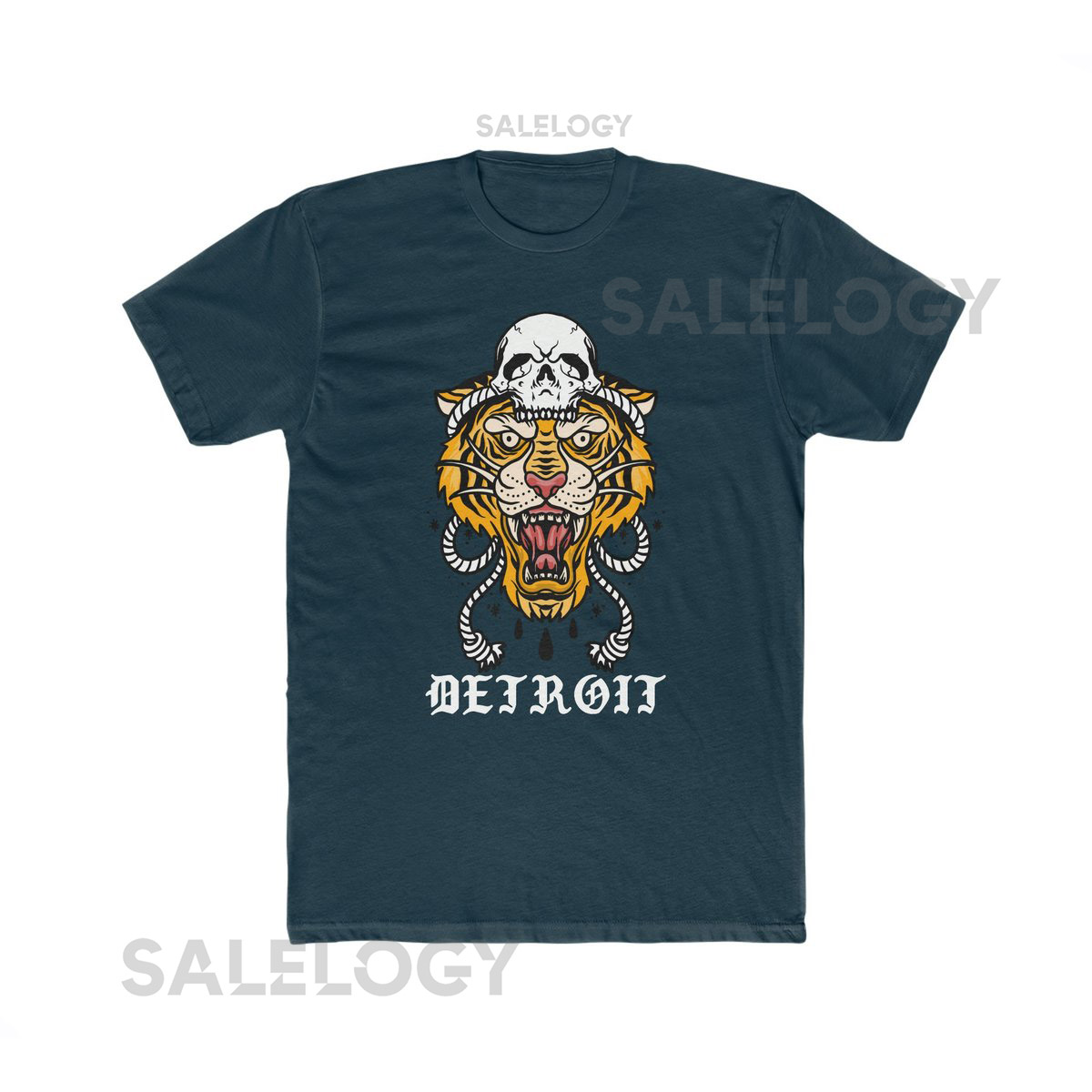 Tiger Tattoo Design Detroit Men's Cotton Crew Tee_795