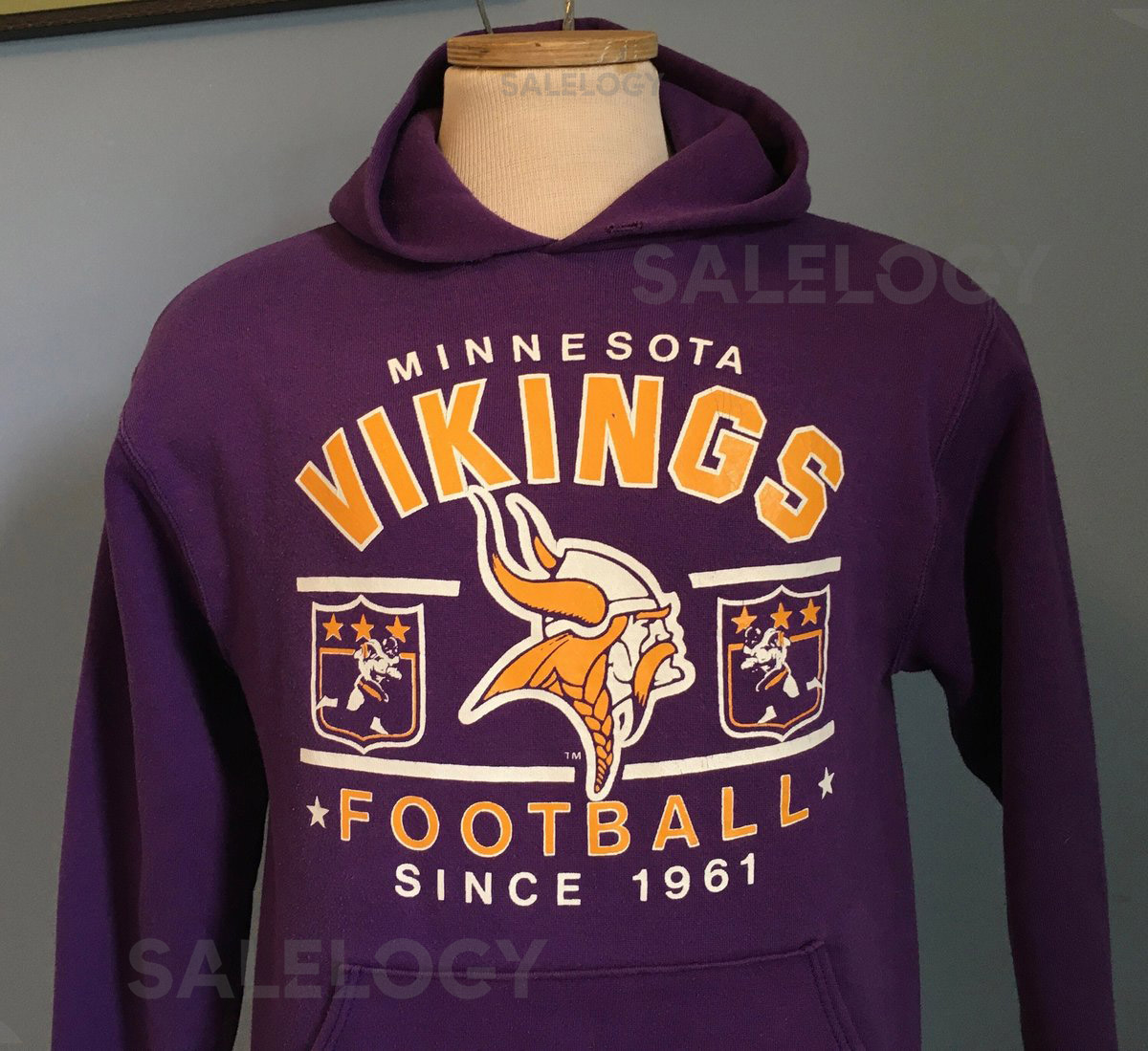 80s Vintage Minnesota Vikings Football Since 1961 nfl hoodie hooded Sweatshirt - SMALL_15