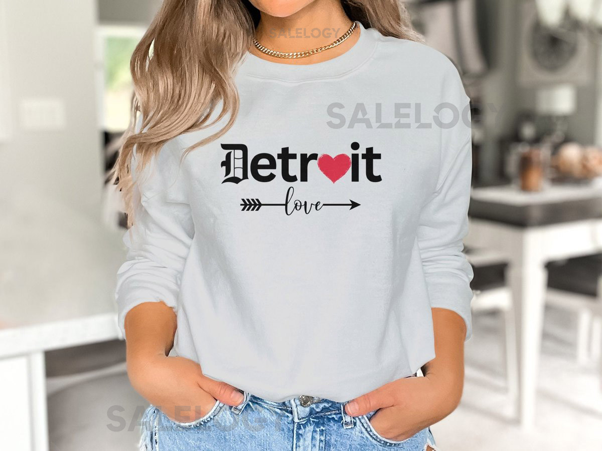 Detroit Love Sweatshirt Unisex Crewneck with Heart Graphic_195