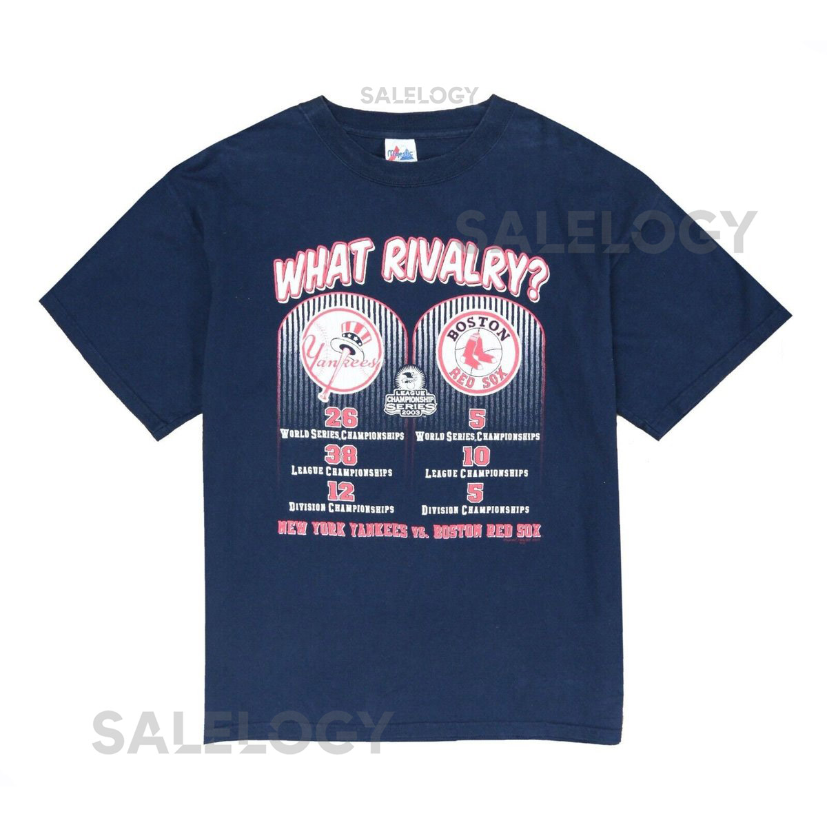New York Yankees Vs Boston Red Sox Rivalry Majestic T-Shirt XL Blue 2003 Y2K MLB_34