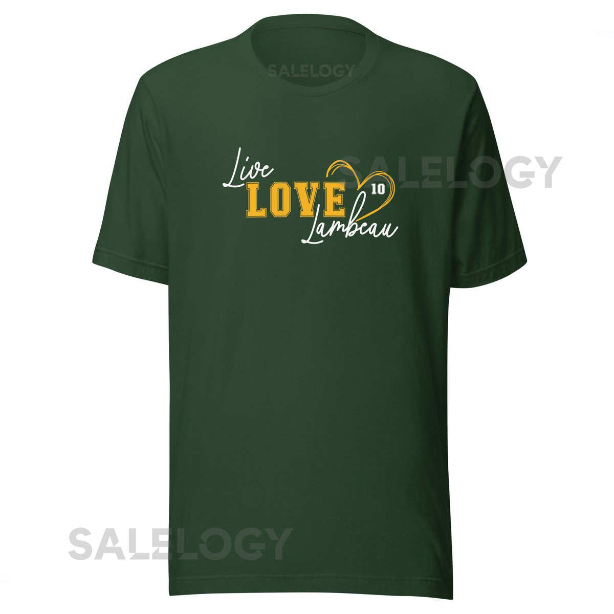 Live Love Lambeau Number 10 Heart Script Unisex t-shirt Bella Canvas Jordan Love Green Bay Packers Go Pack Go_578