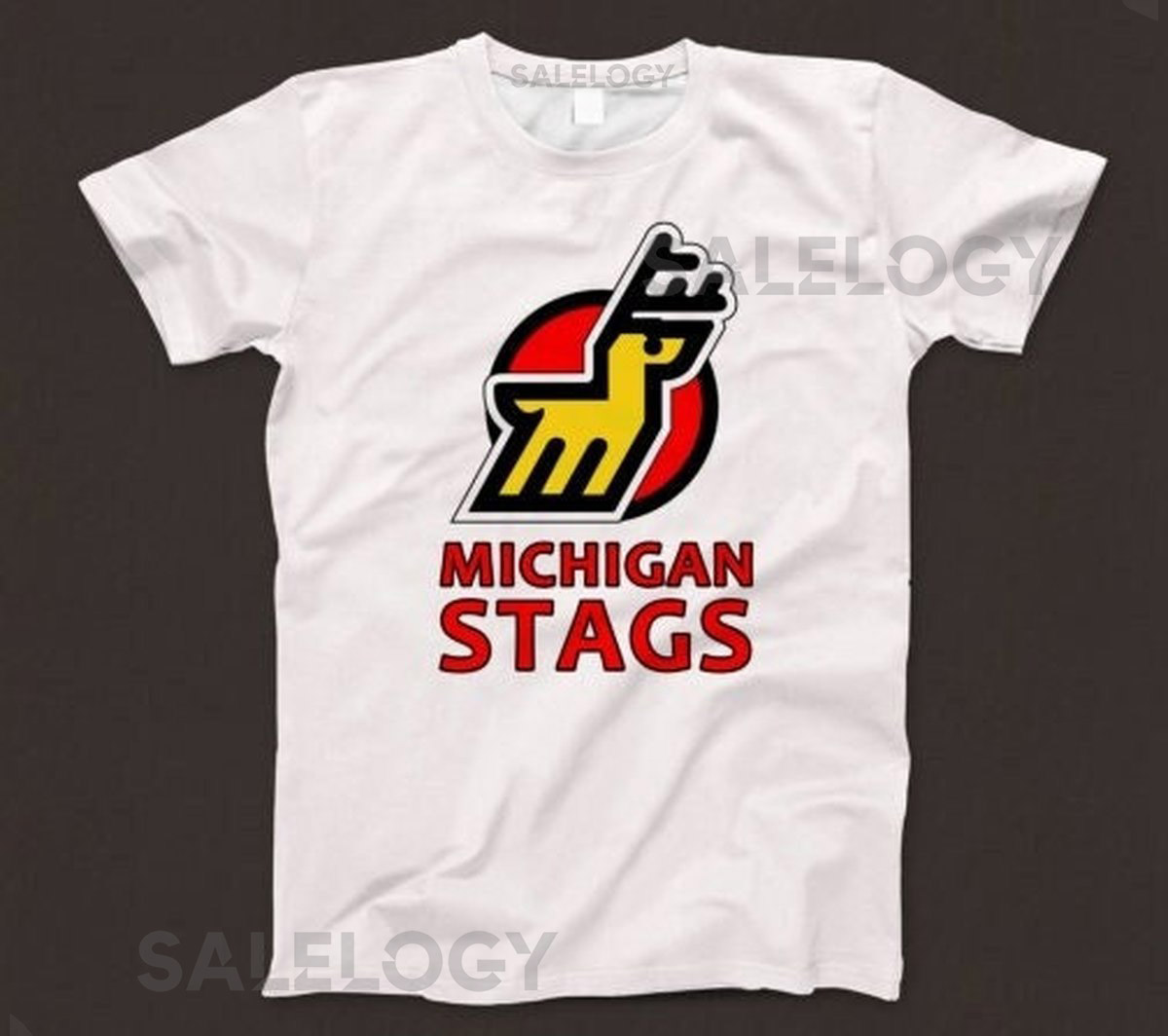 Michigan Stags T Shirt 717 Retro White Unisex Graphic Tee_333