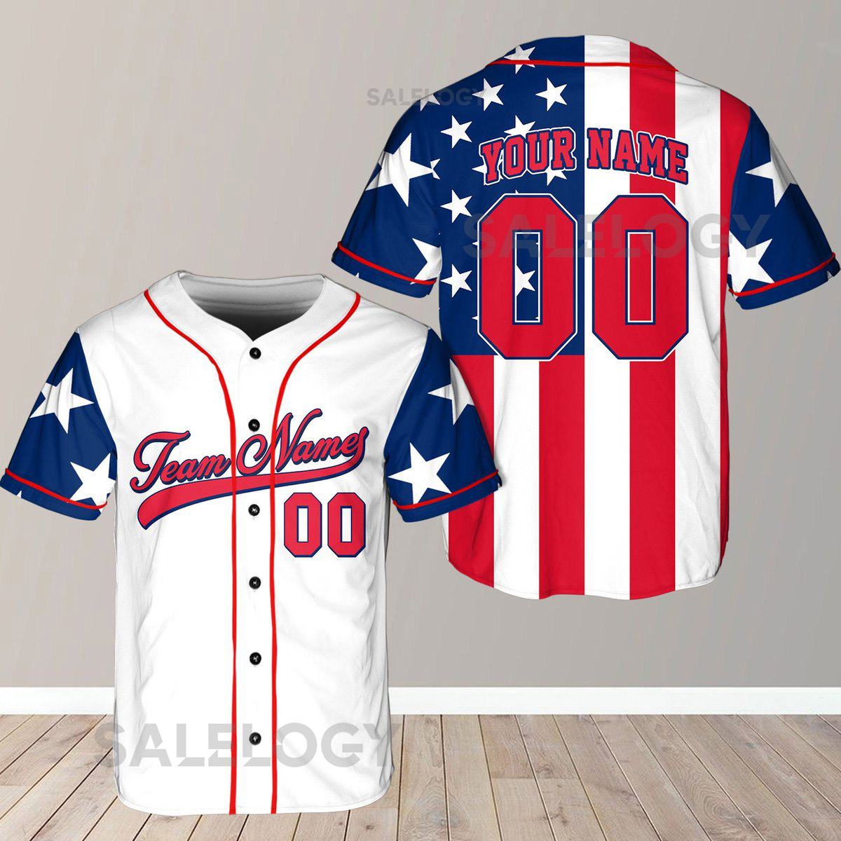 Personalized USA Baseball Jersey Custom Team Name Shirt American Flag Baseball Jersey For Baseball Fans Baseball Lovers Patriotic Shirt_713