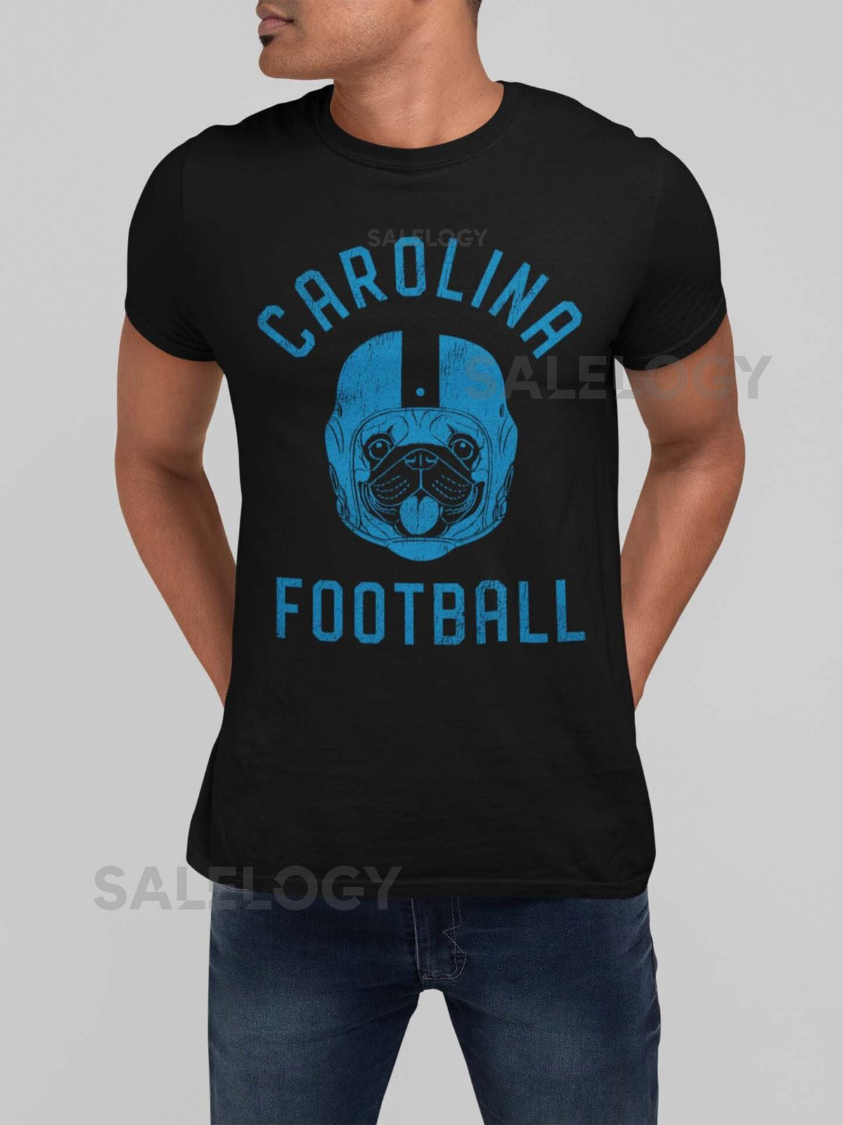 Carolina Football Pug T-Shirt Dog Lover Gift for Carolina Panthers fans_336