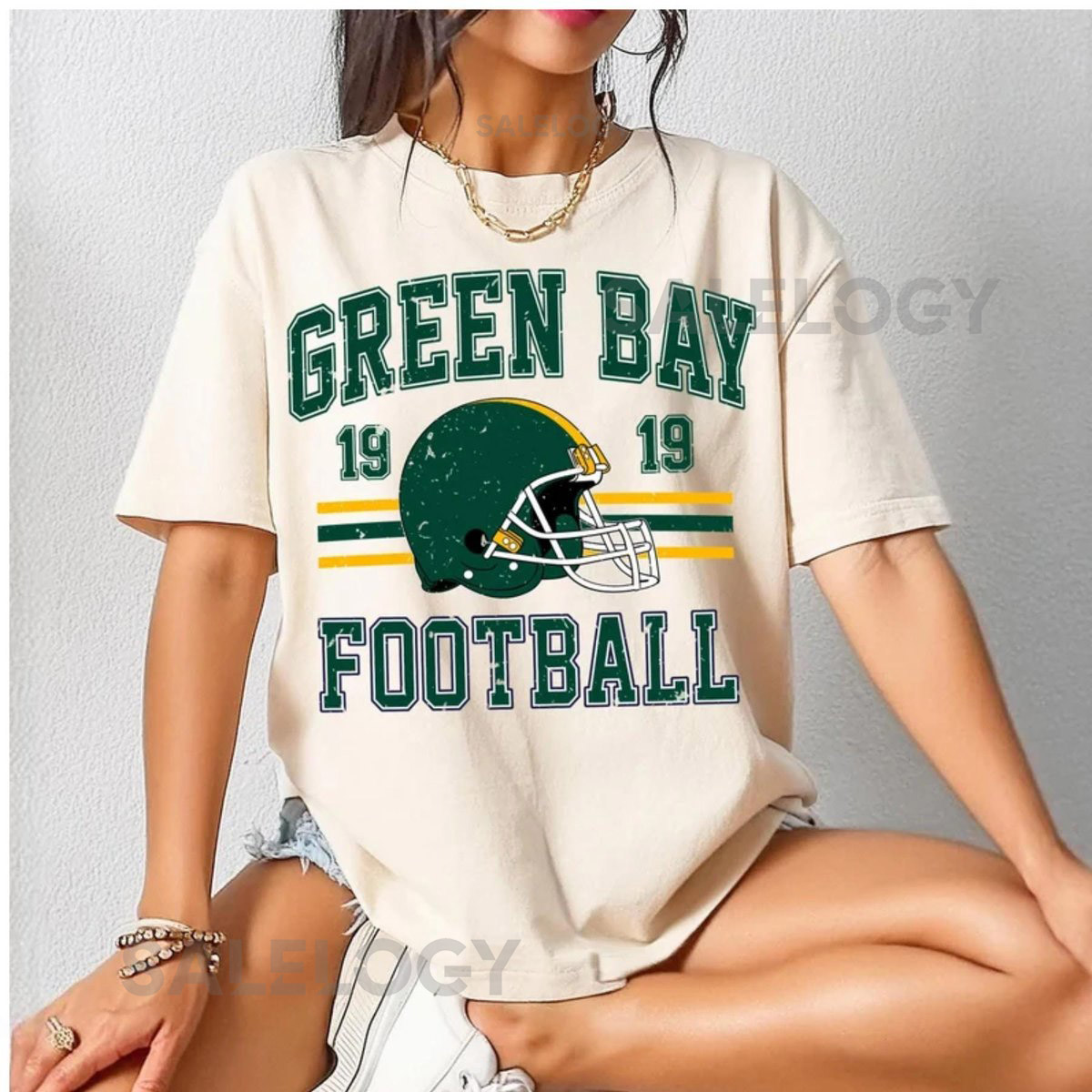 Green Bay Football Retro Vintage Oversized Tee_390