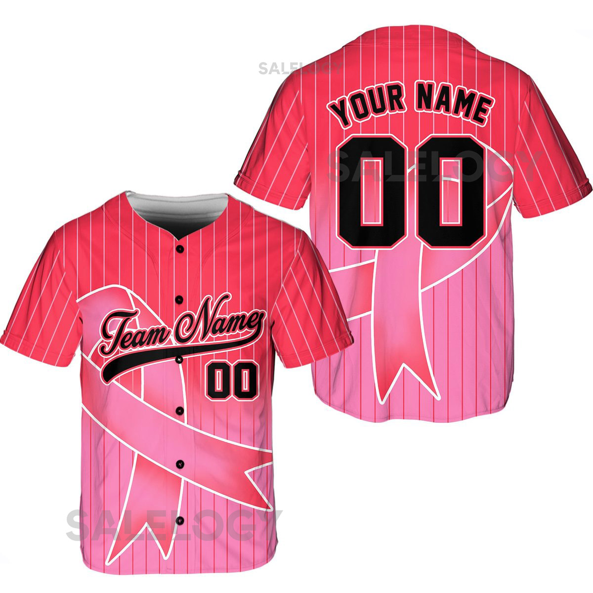 Personalized Breast Cancer Team Name And Number Baseball Jersey Custom Pink Ribbon Baseball Jersey Shirt Breast Cancer Warrior Jersey_42