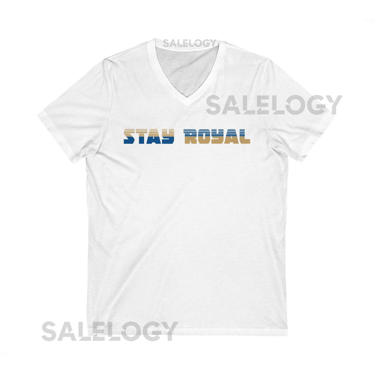 Stay Royal Graphic - Blue and Gold - Unisex Jersey Short Sleeve V-Neck Tee_775