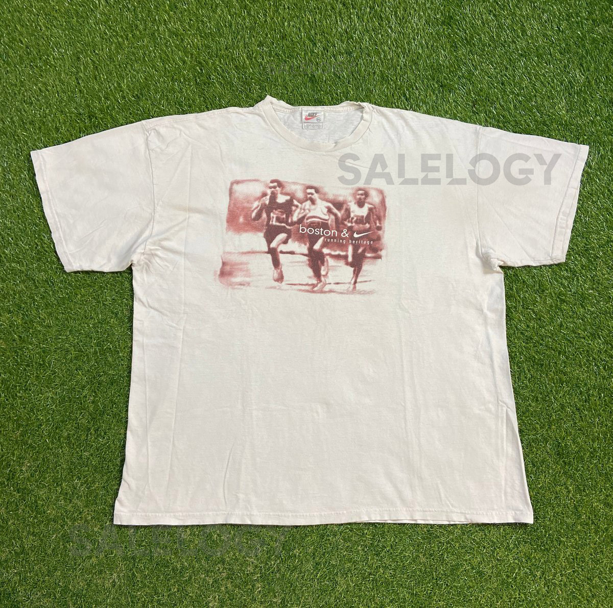 Vintage Boston Running T Shirt Tee Nike Made USA Size XXL 2XL Massachusetts New England Classic Marathon 1990s 90s_683