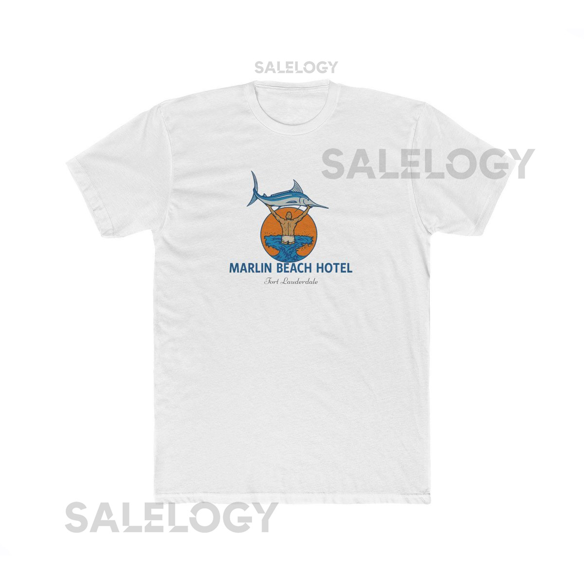 Marlin Beach Hotel Fort Lauderdale 1970s gay Bar Men's Cotton Crew Tee florida Wilton Manors_606