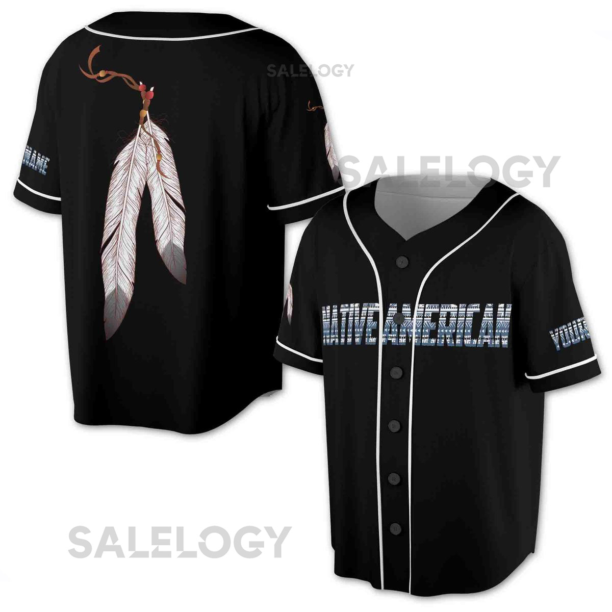 Custom Name Native American Baseball Jersey Indigenous Symbol Print_20