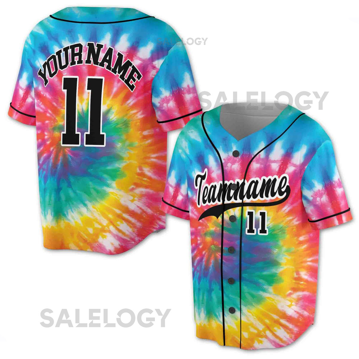 Custom Tie Dye Baseball Jersey Personalized Team Name Number_48