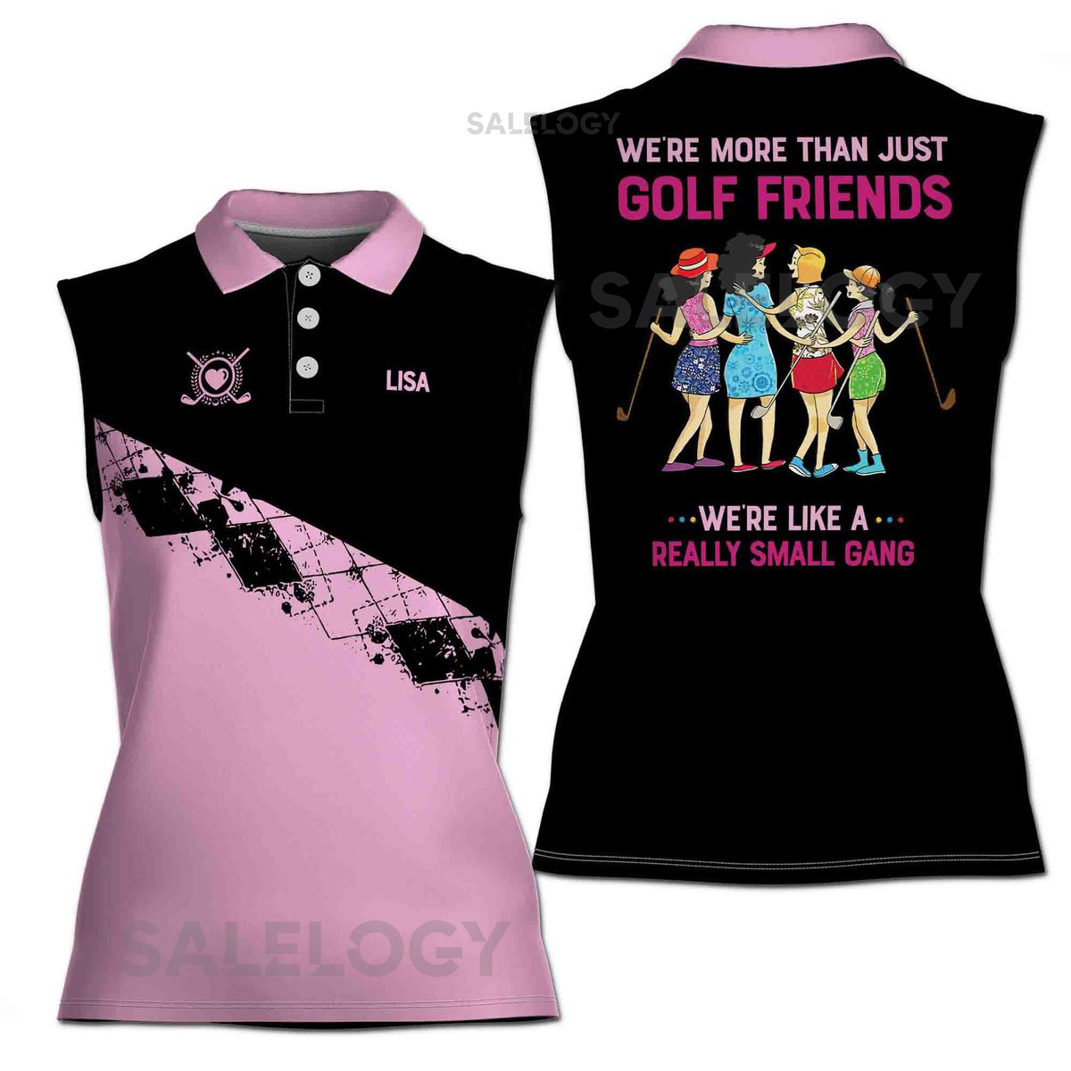 Customize Name and Color Golf Friend Golf Gang 3D Women Sleeveless Polo Size XS-4XL_256