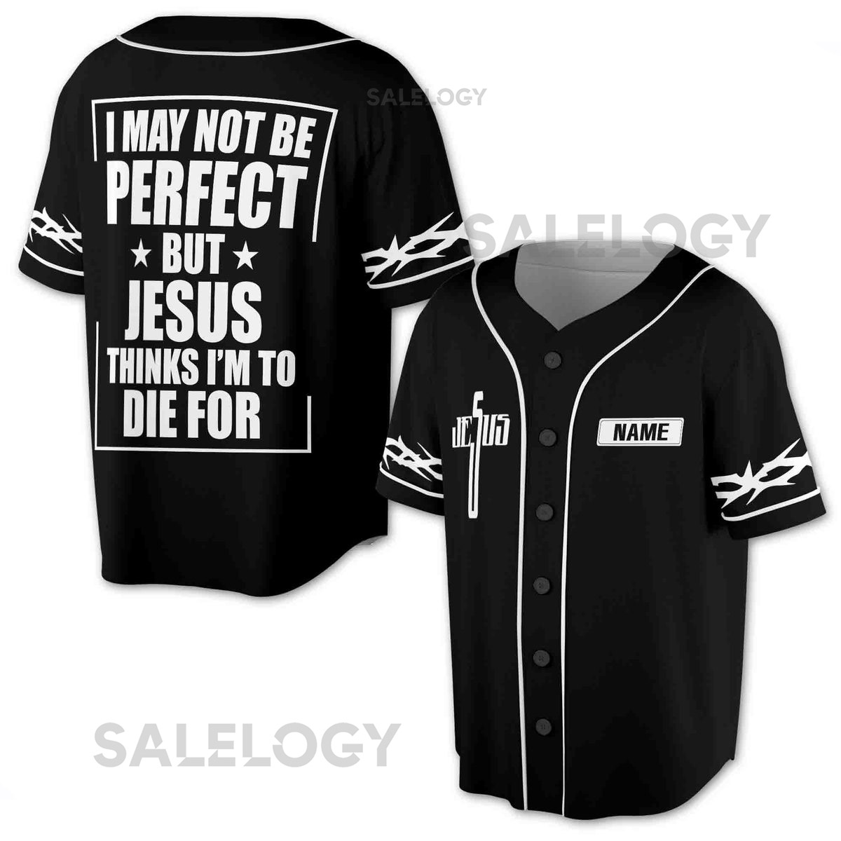Personalized Jesus Baseball Jersey - Black 3D Print Sizes S-5XL_94