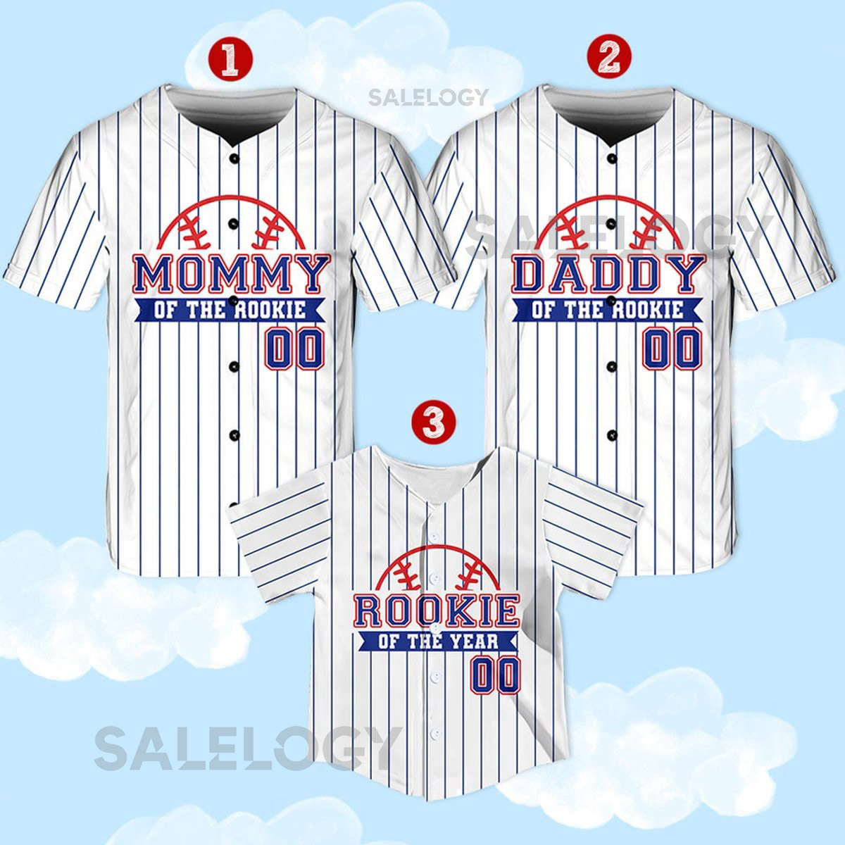 Personalized Mommy Daddy Of the Rookie Baseball Jersey Custom Name Number Shirt Rookie Of The Year Jersey Family Matching Outfits_254