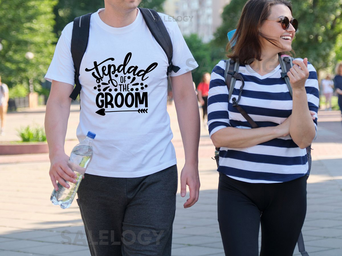 Stepdad of the Groom T-Shirt - Customized Graphic Men Tee - Casual Wear - Wedding Vibes - Blended Family - Special Wedding Role Tee_948