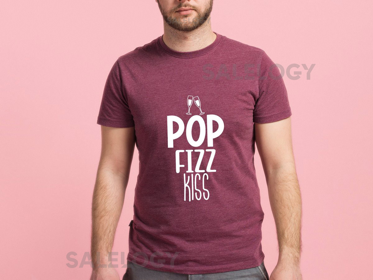 Pop Fizz Kiss T-Shirt - Customized Graphic Unisex Tee - Casual Wear - Wedding Vibes - Celebrate Love Romance -Special Moments-Couples Gift_815