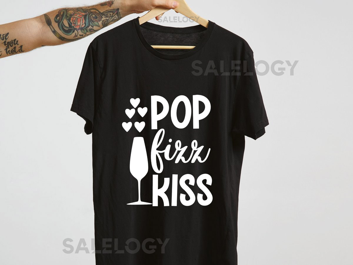 Pop Fizz Kiss T-Shirt - Customized Graphic Unisex Tee - Casual Wear - Wedding Vibes - Celebrate Love Romance -Special Moments-Couples Gift_817