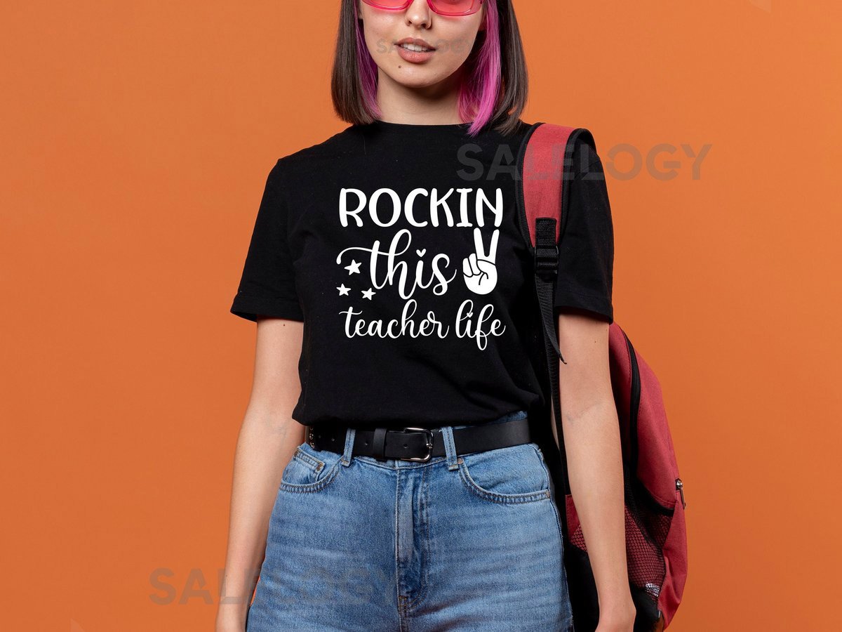 Rocking This Teacher Life T-Shirt - Customized Graphic Unisex Tee - Educator - Proud Teacher - Classroom Heroes - Casual Wear_893