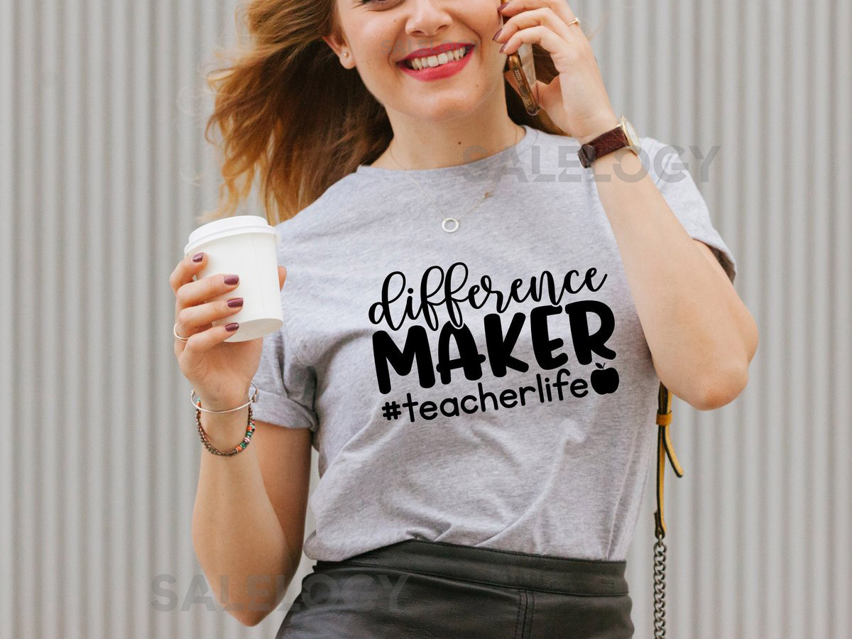 Difference Maker TeacherLife T-Shirt - Customized Graphic Unisex Tee - Educator - Proud Teacher - Classroom Heroes - Casual Wear_239