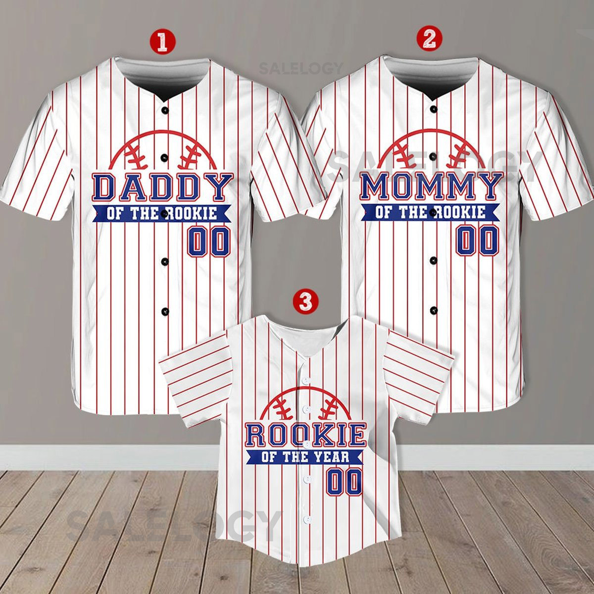 Personalized Mommy Daddy Of the Rookie Baseball Jersey Custom Name Number Shirt Rookie Of The Year Jersey Family Matching Outfits_255