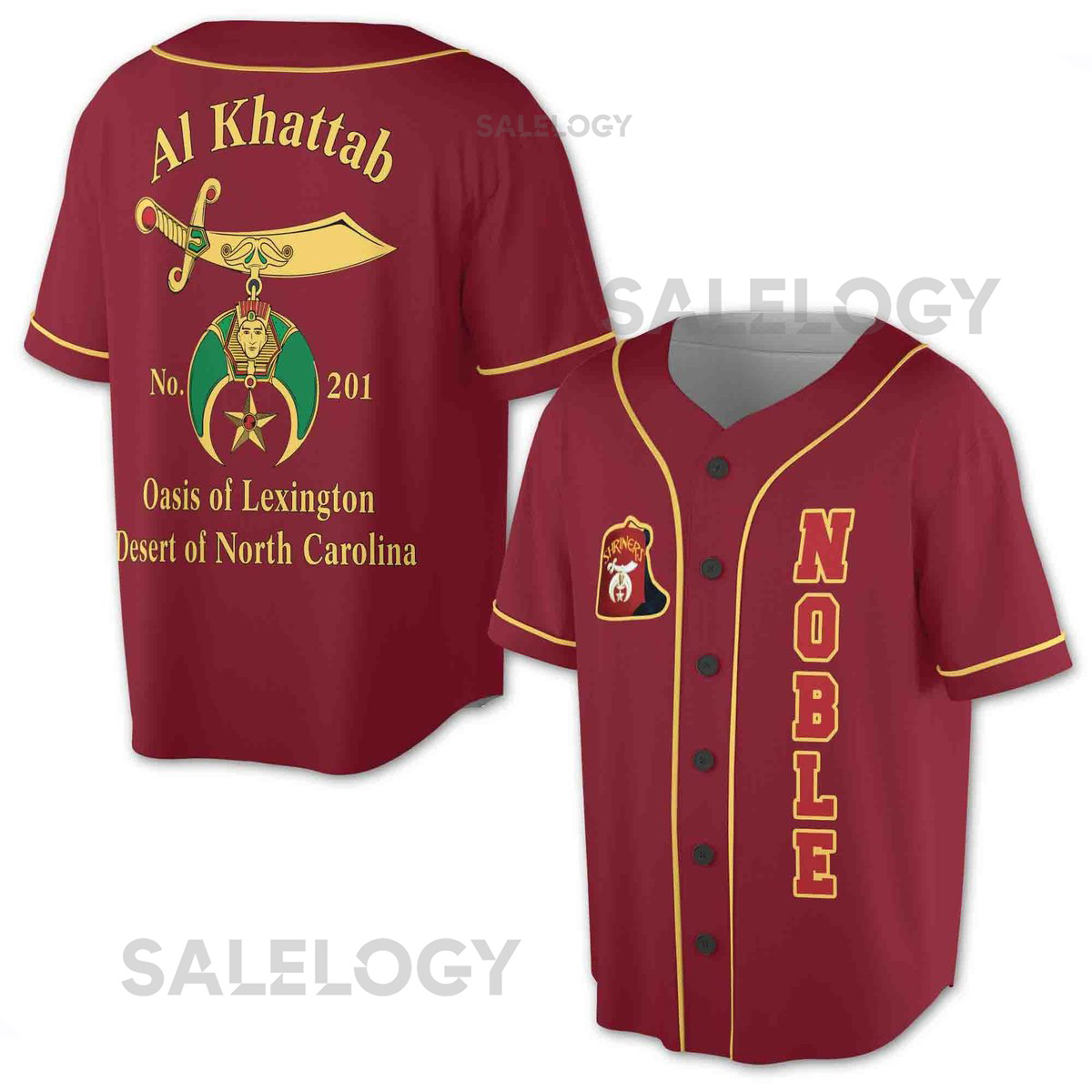 Personalize Temple Name Red Shriners Noble Masonic 3D Baseball Jersey Size S-5XL_88