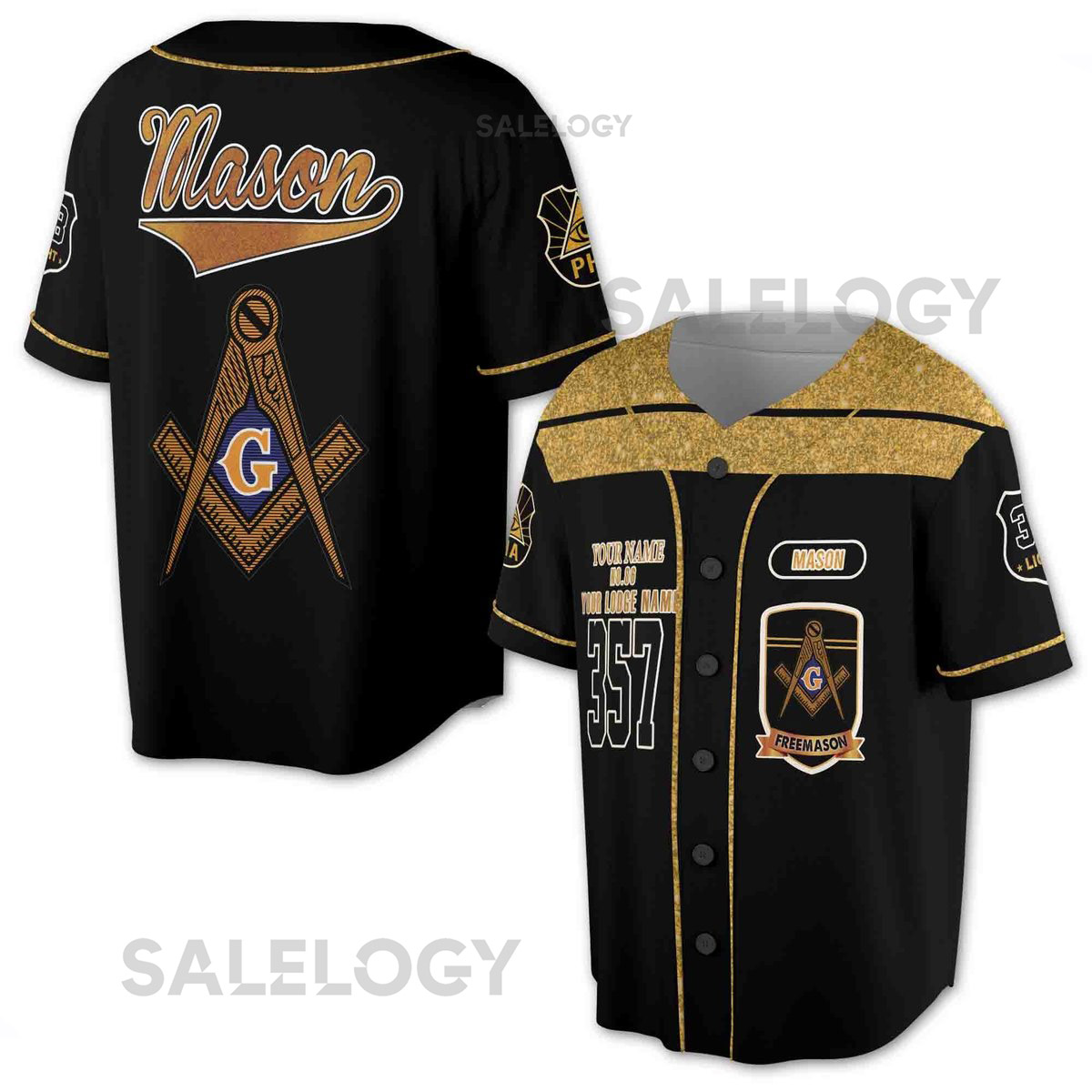 Freemasonry Masonic Personalized Lodge name Name and Number 357 3D Baseball Jersey Size S-5XL_69
