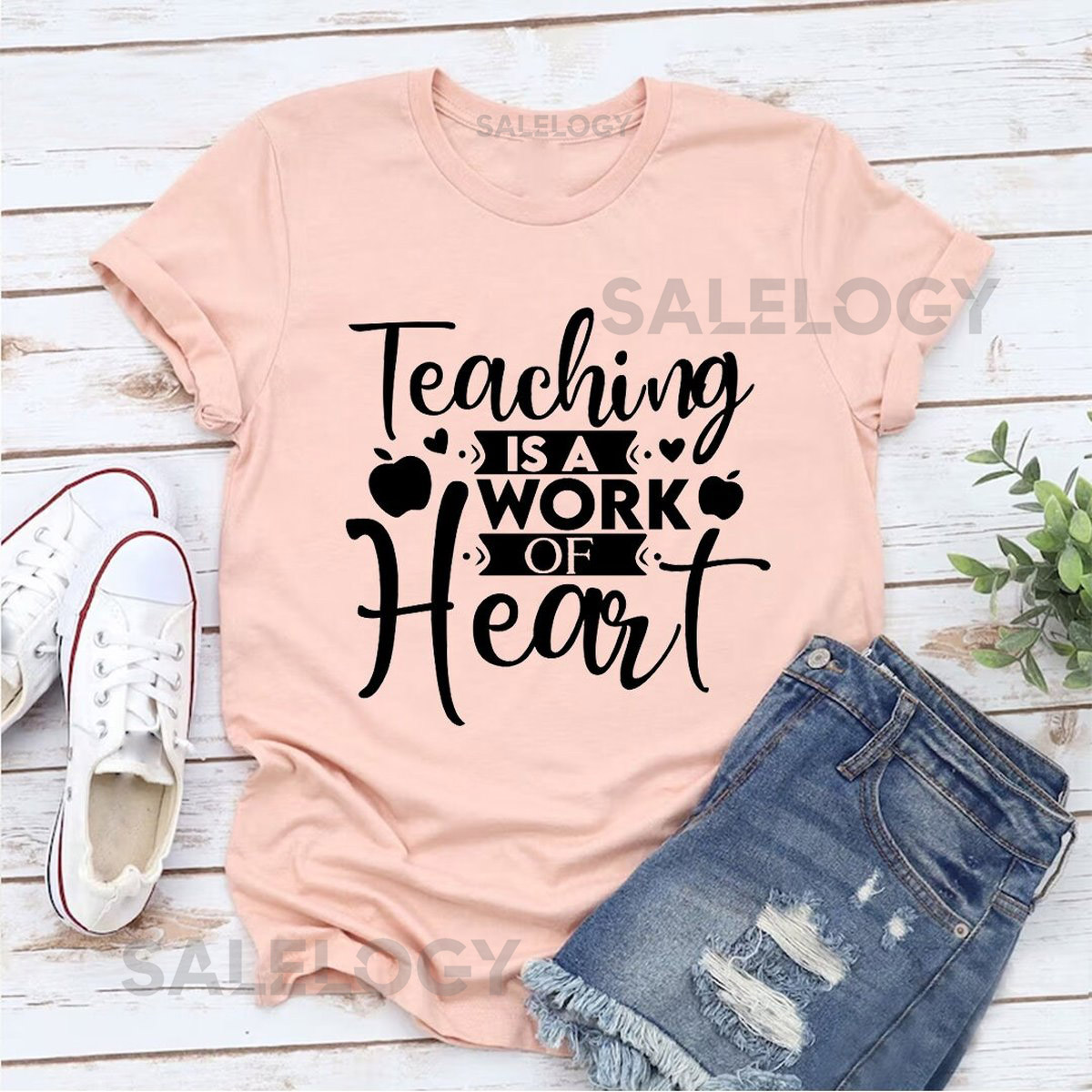 Teaching Is a Work of Heart T-Shirt - Customized Graphic Unisex Tee - Gift For Teacher's Day - Teacher Appreciation Tee -Passionate Educator_1017