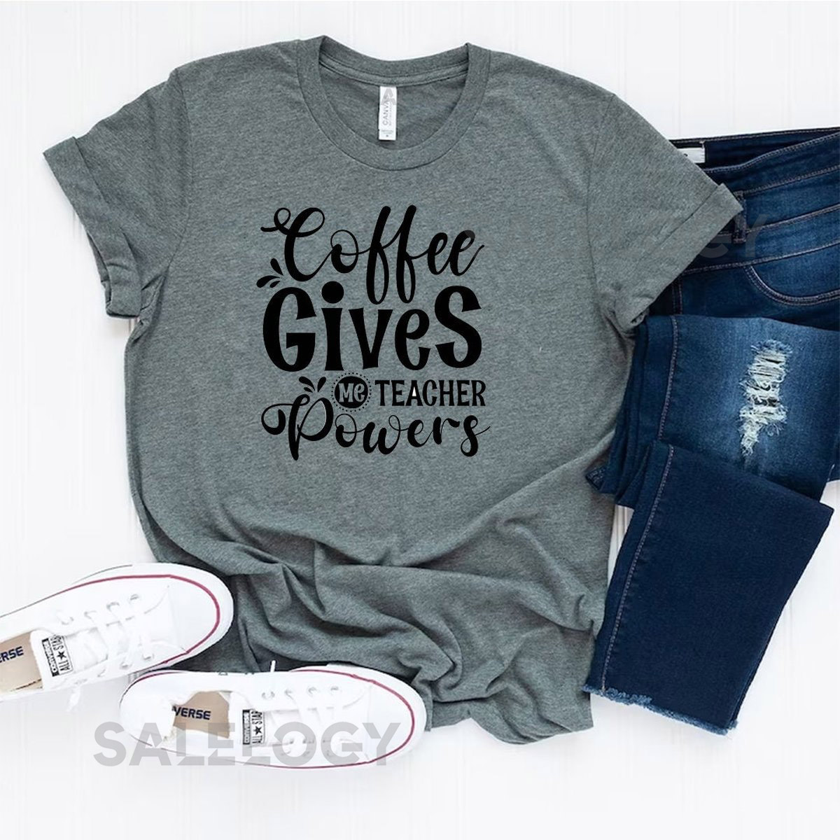 Coffee Gives Me Teacher Powers T-Shirt -Customized Graphic Unisex Tee -Teacher's Mantra -Teacher Lifestyle Tee-Coffee Lover-Classroom Energy_217
