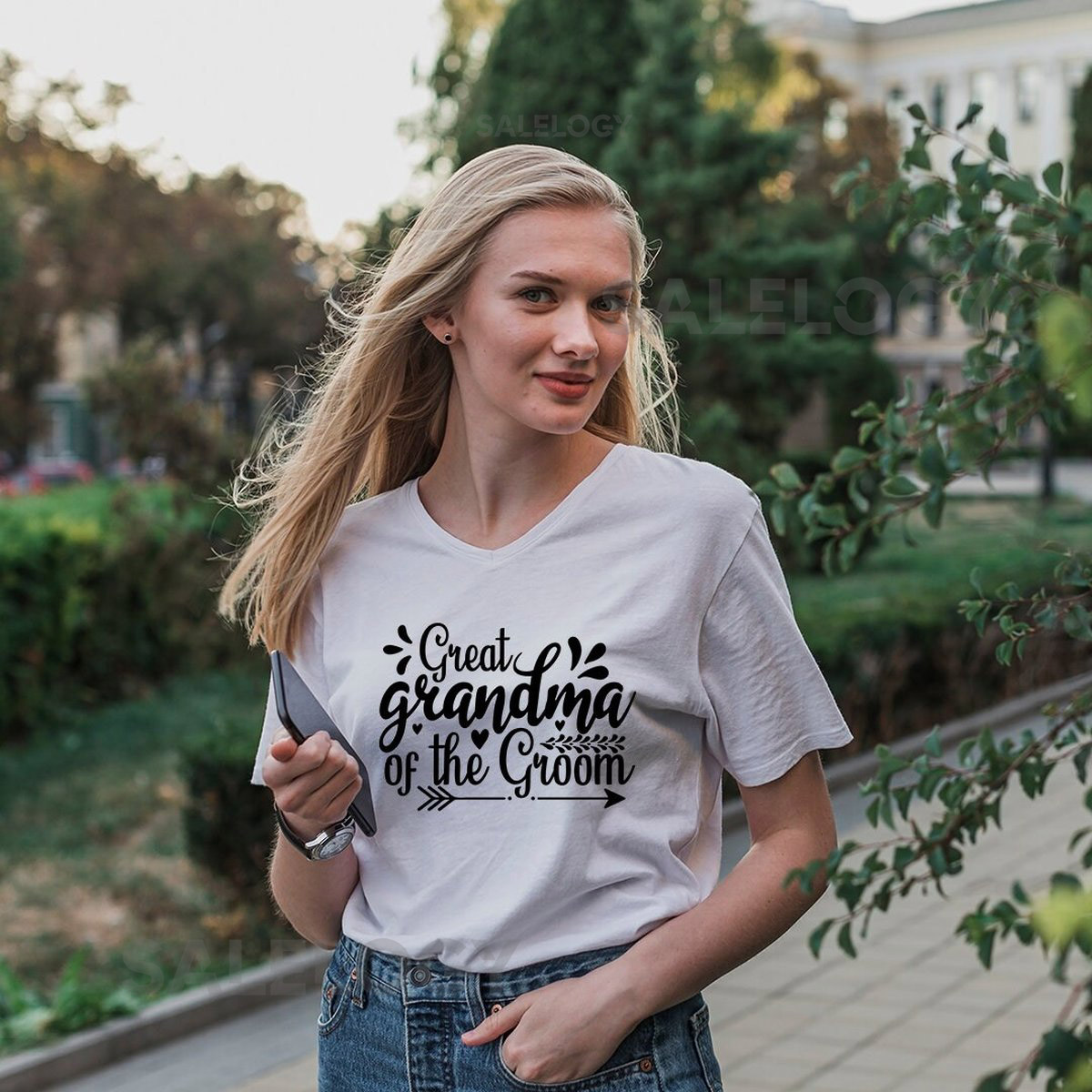 Great Grandma of the Groom T-Shirt - Customized Graphic Women Tee - Casual Wear - Wedding Vibes - Family Love - Special Wedding Role_388