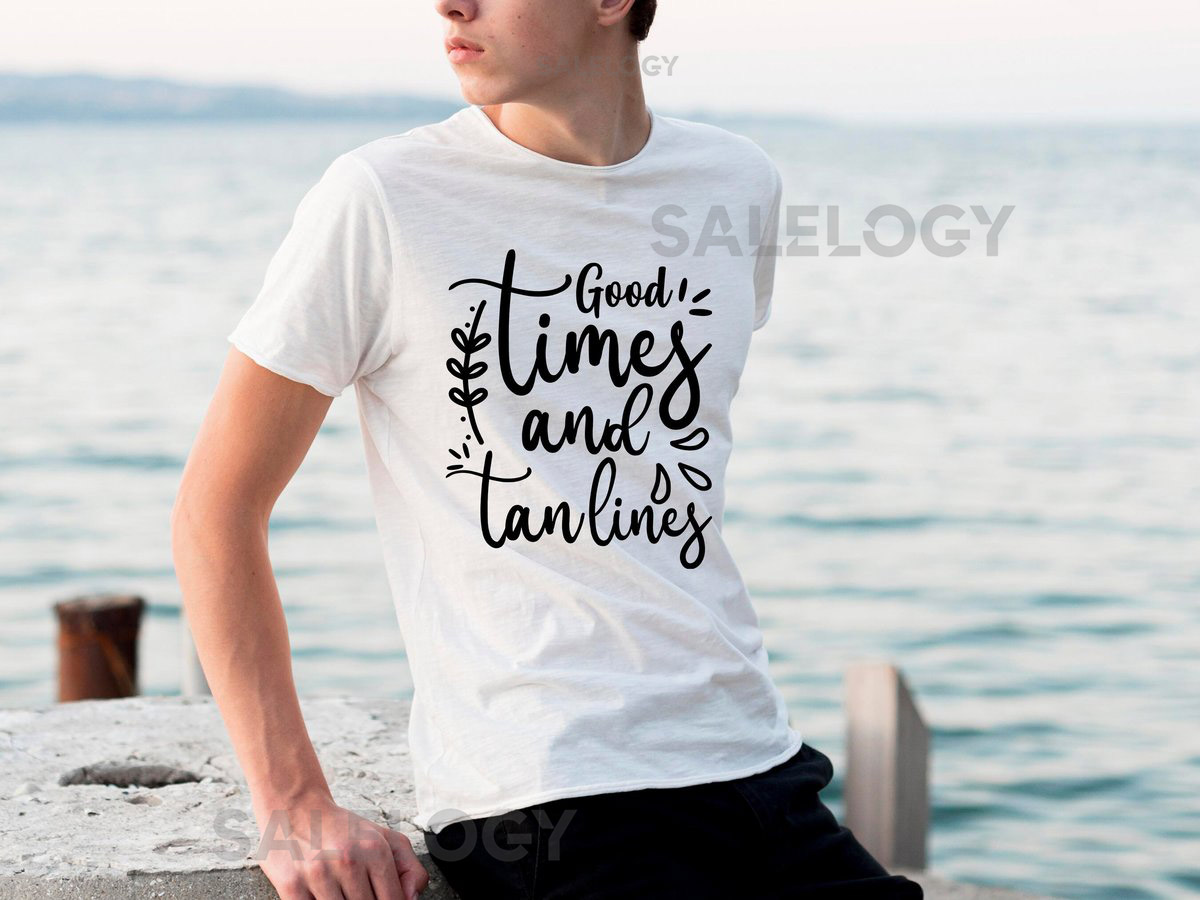 Good Times and Tan Lines T-Shirt-Customized Graphic Unisex Tee- Beach Vibes -Beachwear -Beach Fashion -Gag Gift for Beach Lovers-Summer tee_367